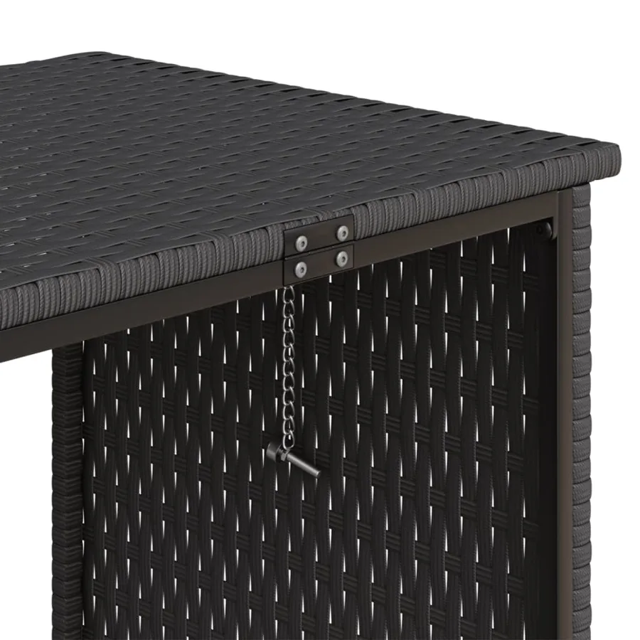 Canapé de jardin avec table et coussins en forme de L noir - 6