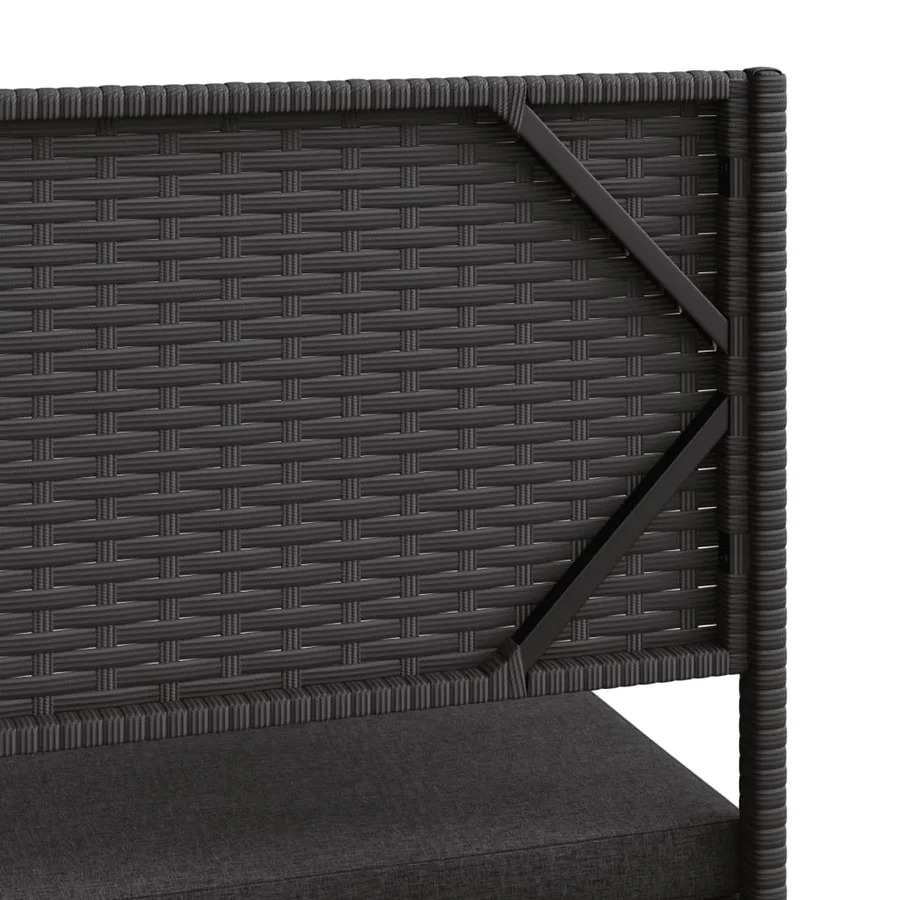 Canapé de jardin avec table et coussins en forme de L noir - 7