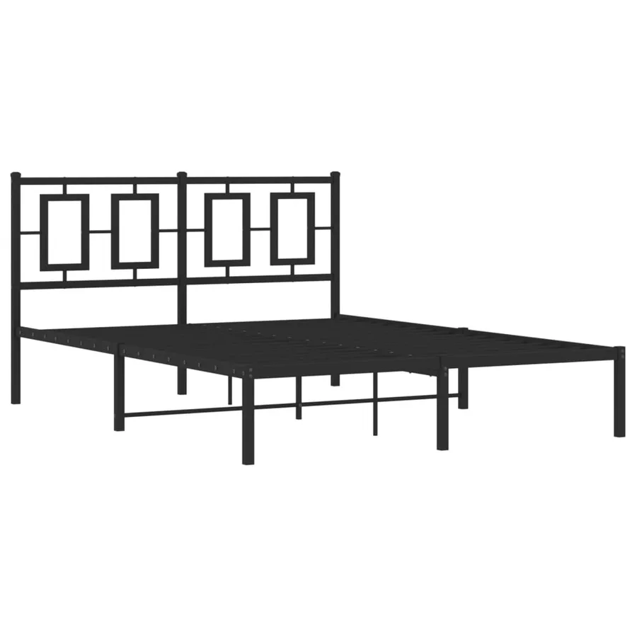 Cadre de lit métal sans matelas avec tête de lit noir 135x190cm - 3