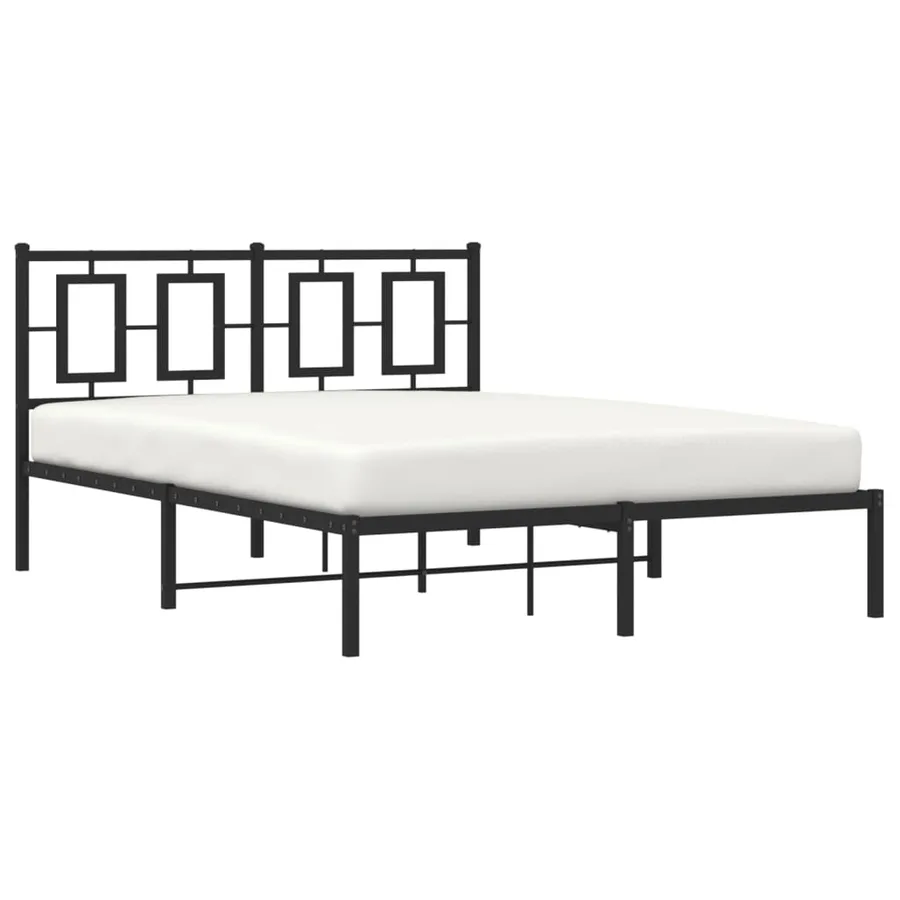 Cadre de lit métal sans matelas avec tête de lit noir 135x190cm - 4