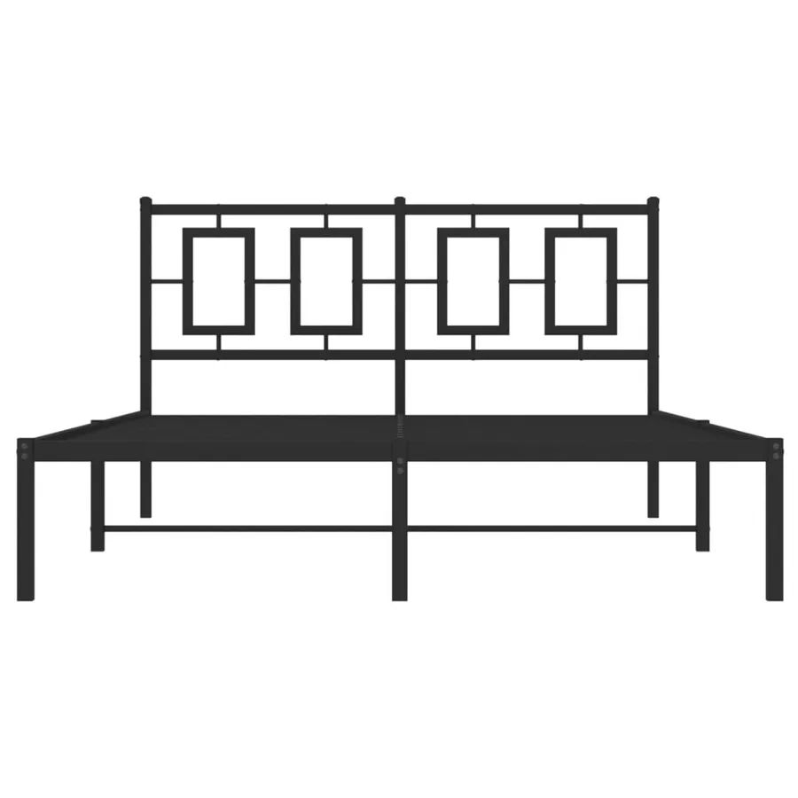 Cadre de lit métal sans matelas avec tête de lit noir 135x190cm - 5