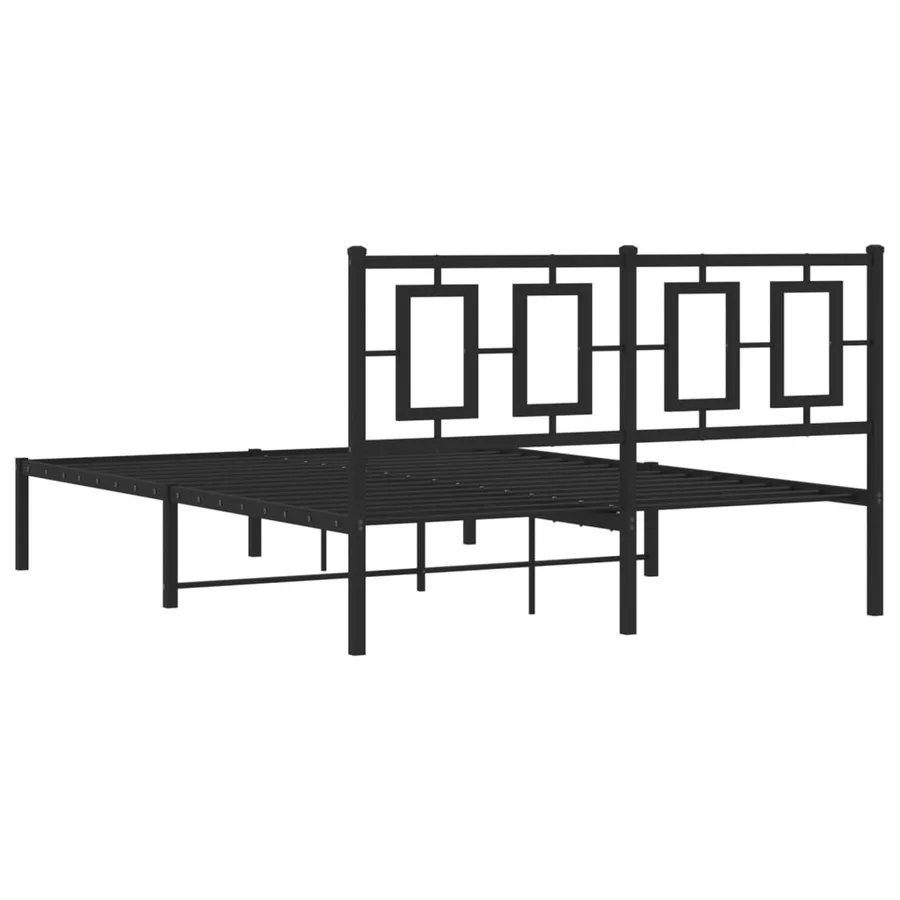 Cadre de lit métal sans matelas avec tête de lit noir 135x190cm - 7