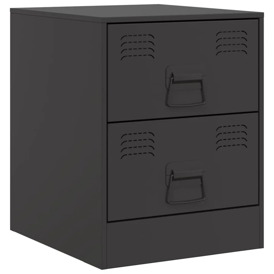 Table de chevet noir 34,5x39x44 cm acier - 2