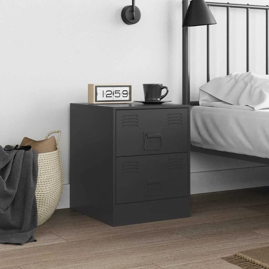 Table de chevet noir 34,5x39x44 cm acier - 3