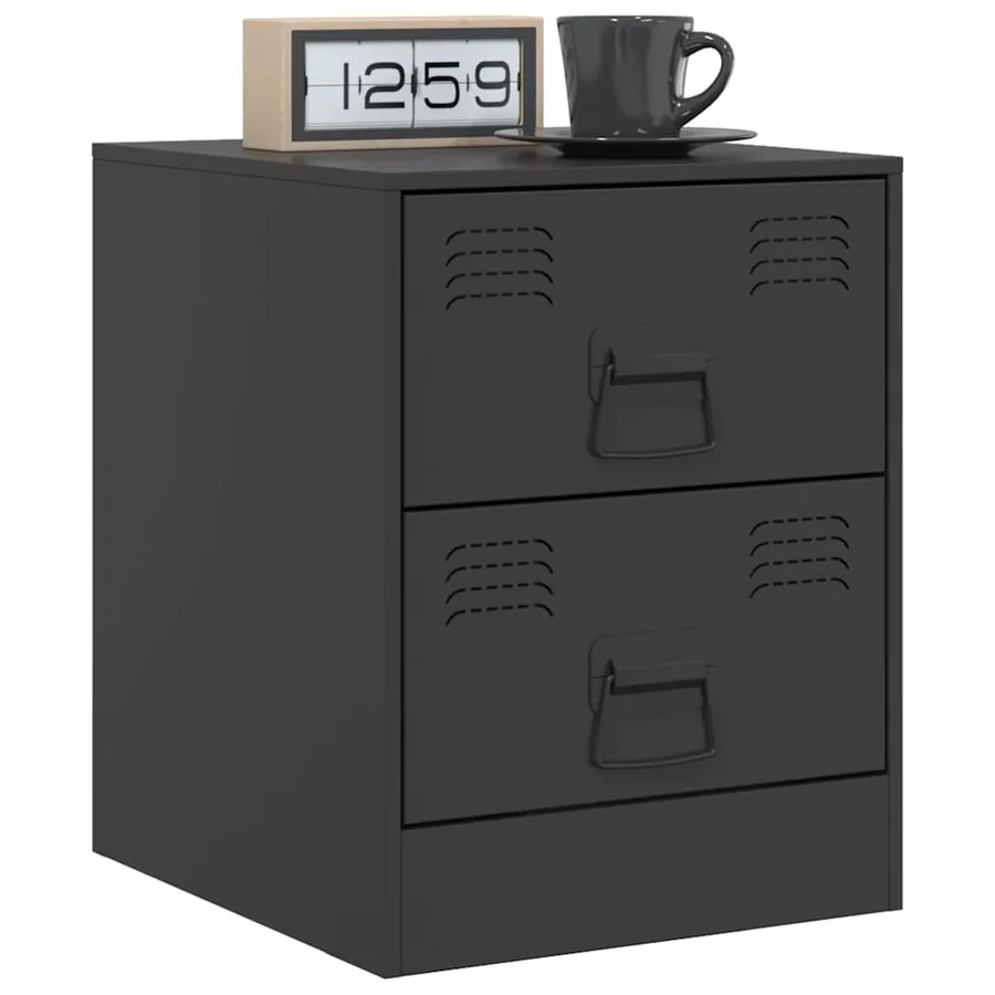 Table de chevet noir 34,5x39x44 cm acier - 4