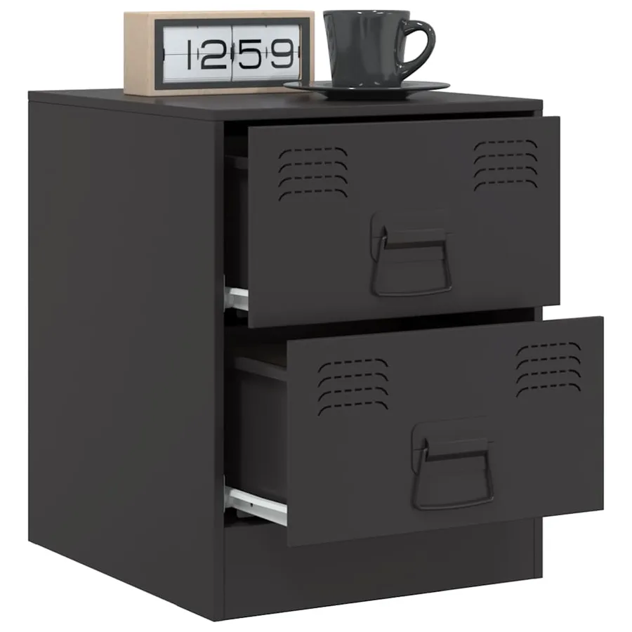 Table de chevet noir 34,5x39x44 cm acier - 5