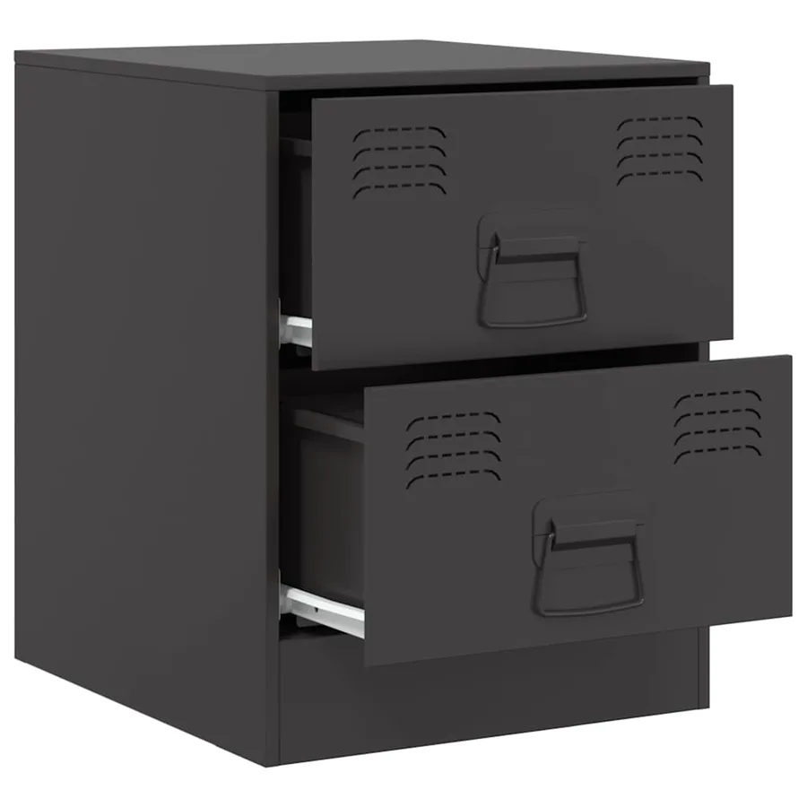 Table de chevet noir 34,5x39x44 cm acier - 7