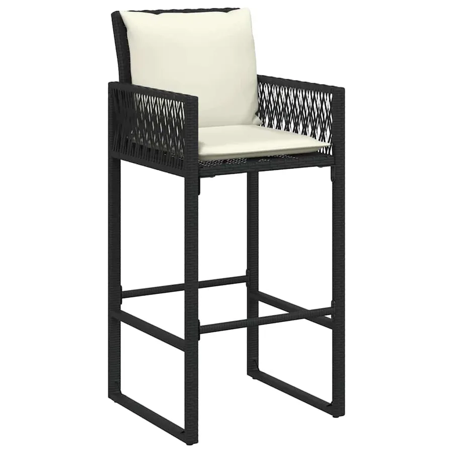 Tabourets de bar jardin coussins lot de 2 noir résine tressée - 4