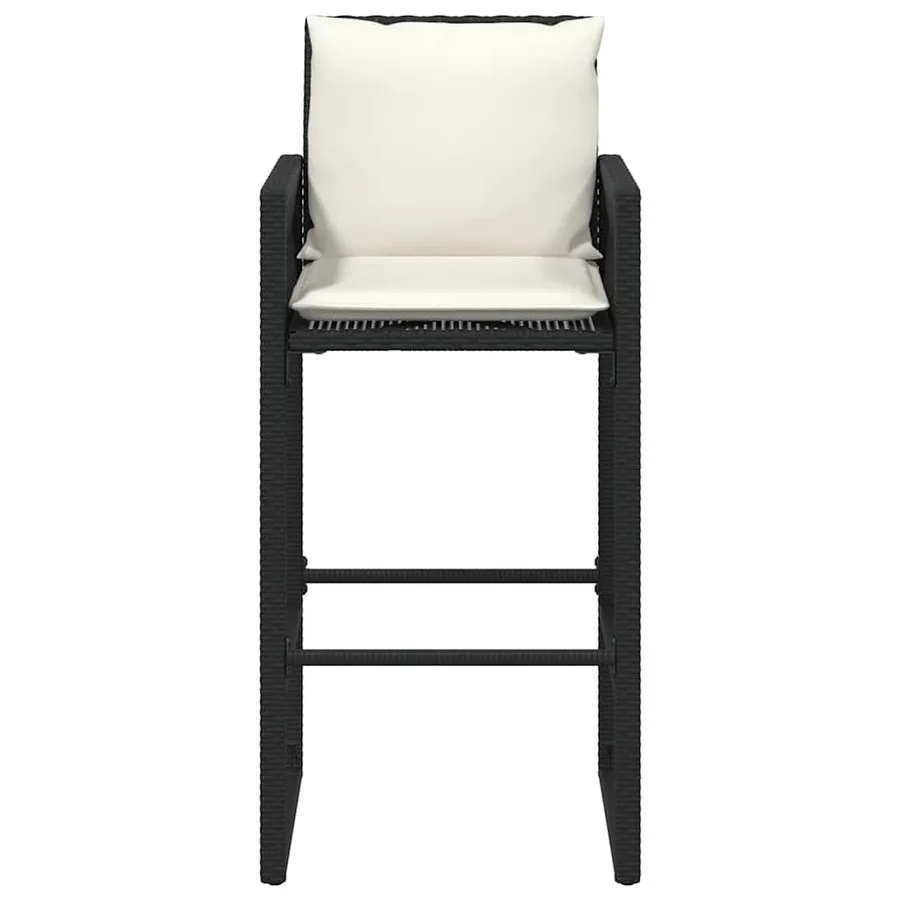 Tabourets de bar jardin coussins lot de 2 noir résine tressée - 5