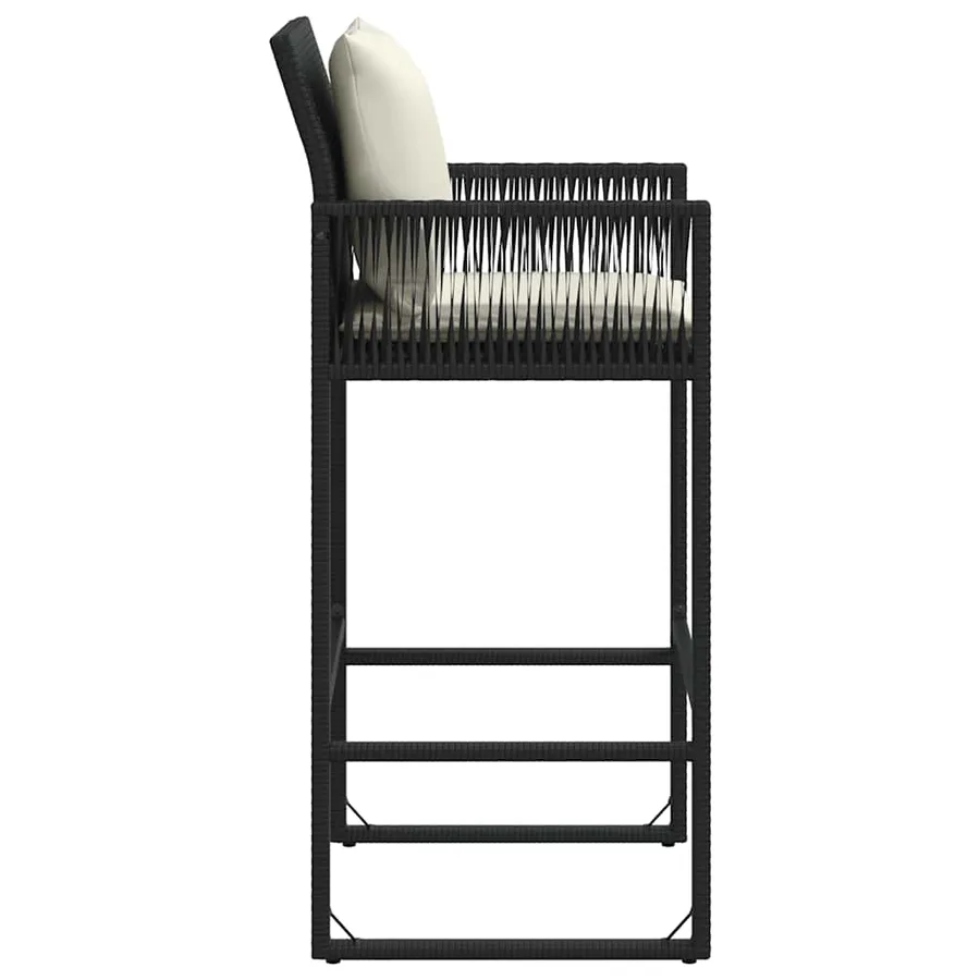 Tabourets de bar jardin coussins lot de 2 noir résine tressée - 6