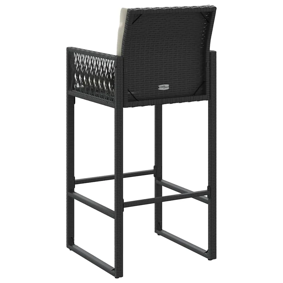 Tabourets de bar jardin coussins lot de 2 noir résine tressée - 7