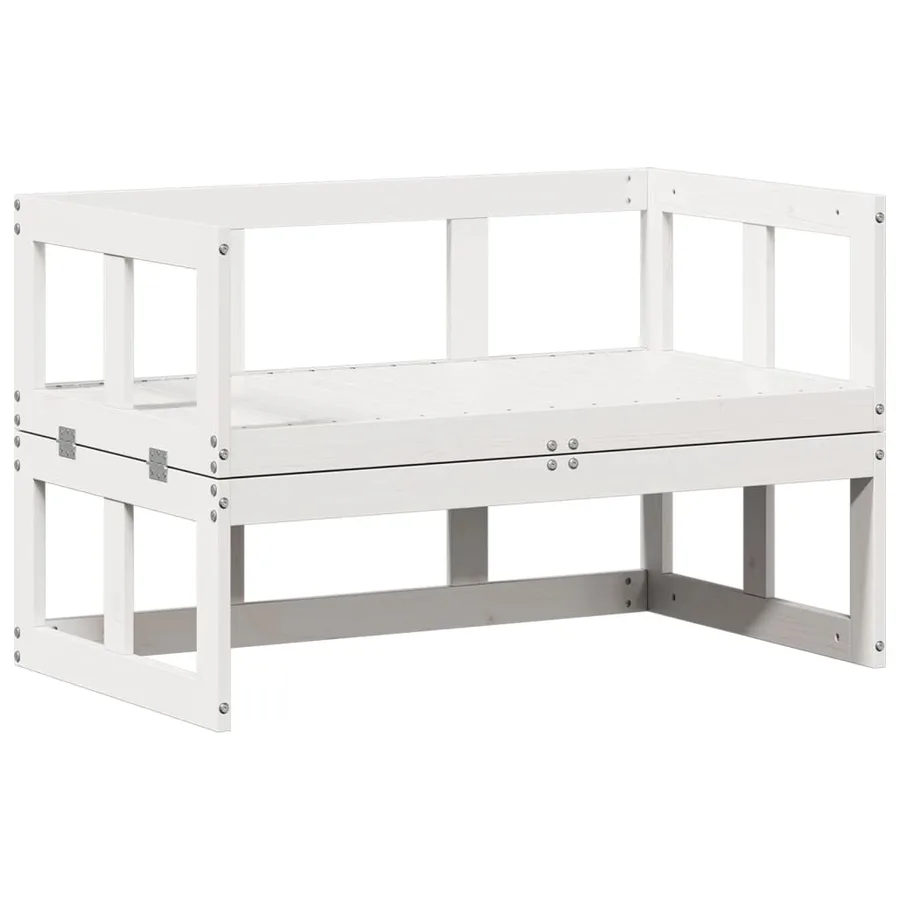 Canapé de jardin extensible blanc bois massif de pin - 2