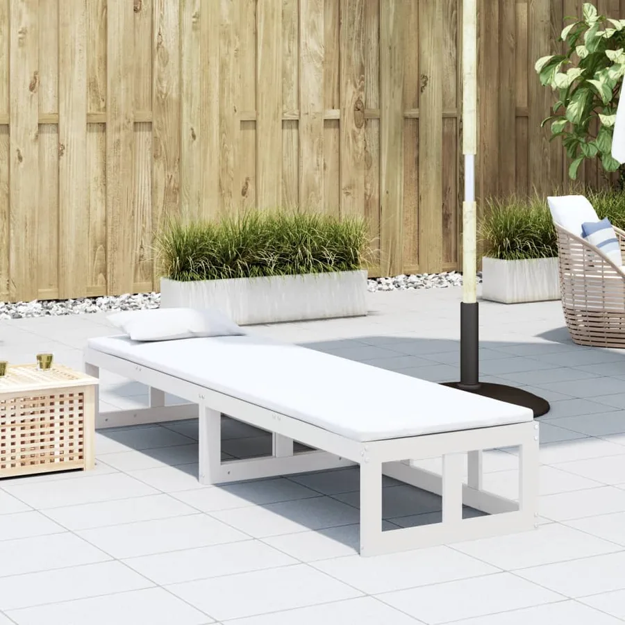 Canapé de jardin extensible blanc bois massif de pin - 4