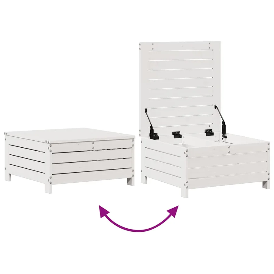 Salon de jardin 5 pcs avec coussins blanc bois massif de pin - 7