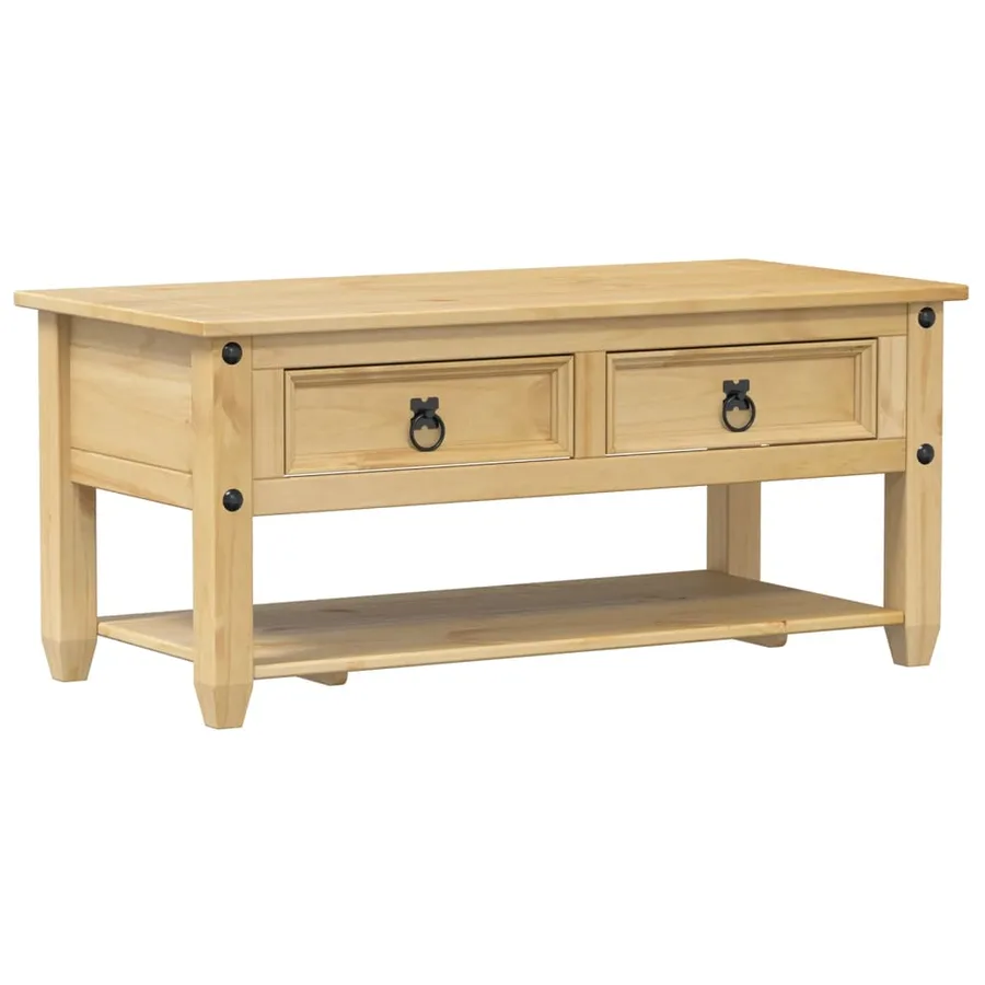 Table basse avec tiroirs Corona 100x48x45 cm bois de pin massif - 4
