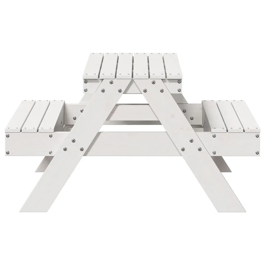 Table de pique-nique pour enfants blanc bois massif de pin - 5