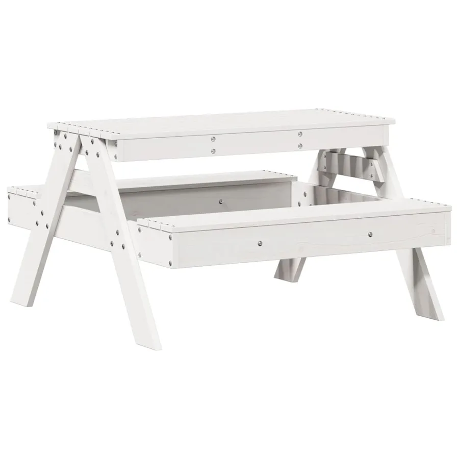 Table de pique-nique pour enfants blanc bois massif de pin - 6