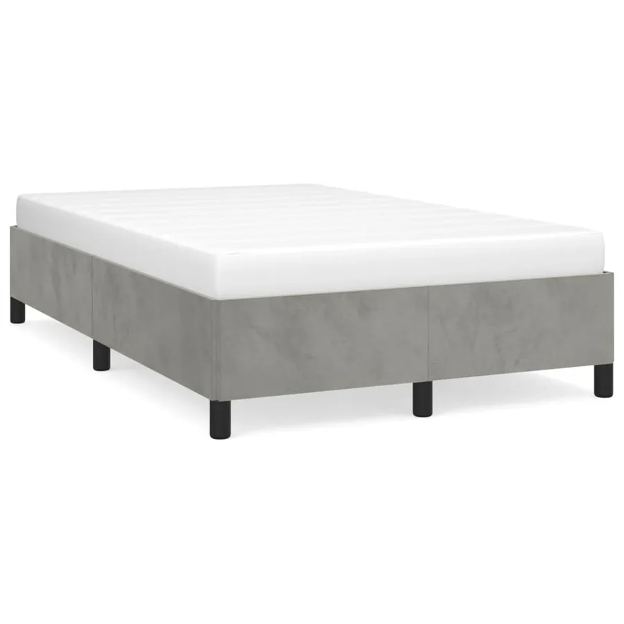 Cadre de lit sans matelas gris clair 120x190 cm velours - 2