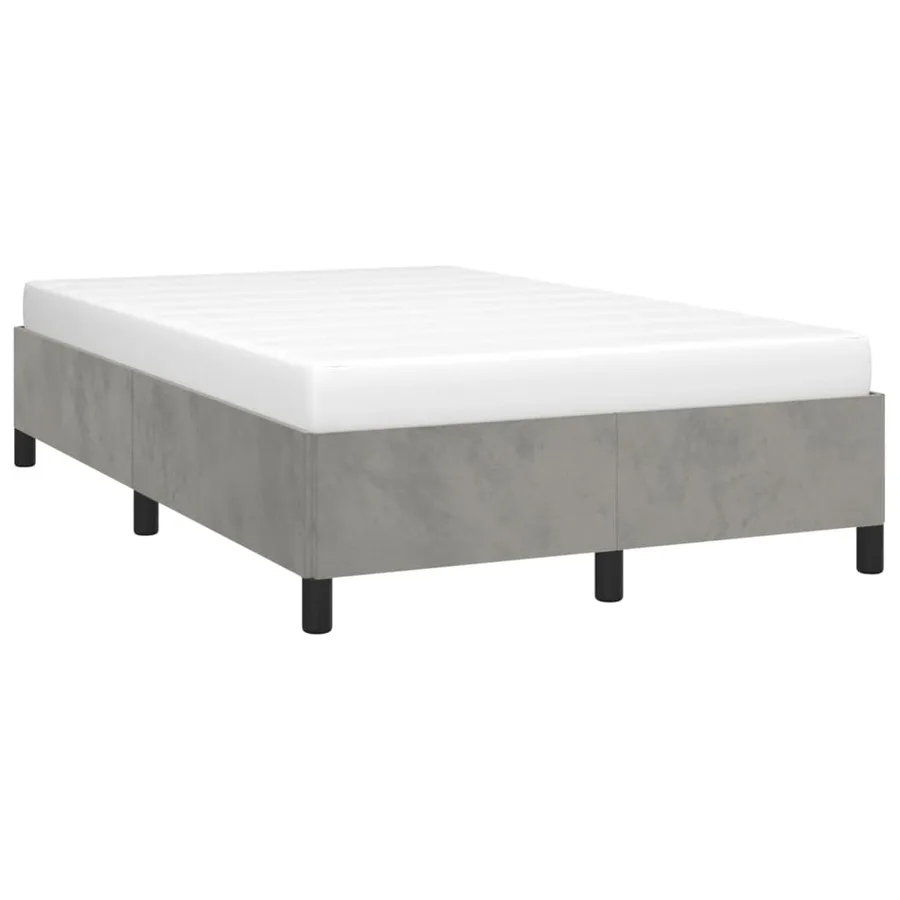Cadre de lit sans matelas gris clair 120x190 cm velours - 4