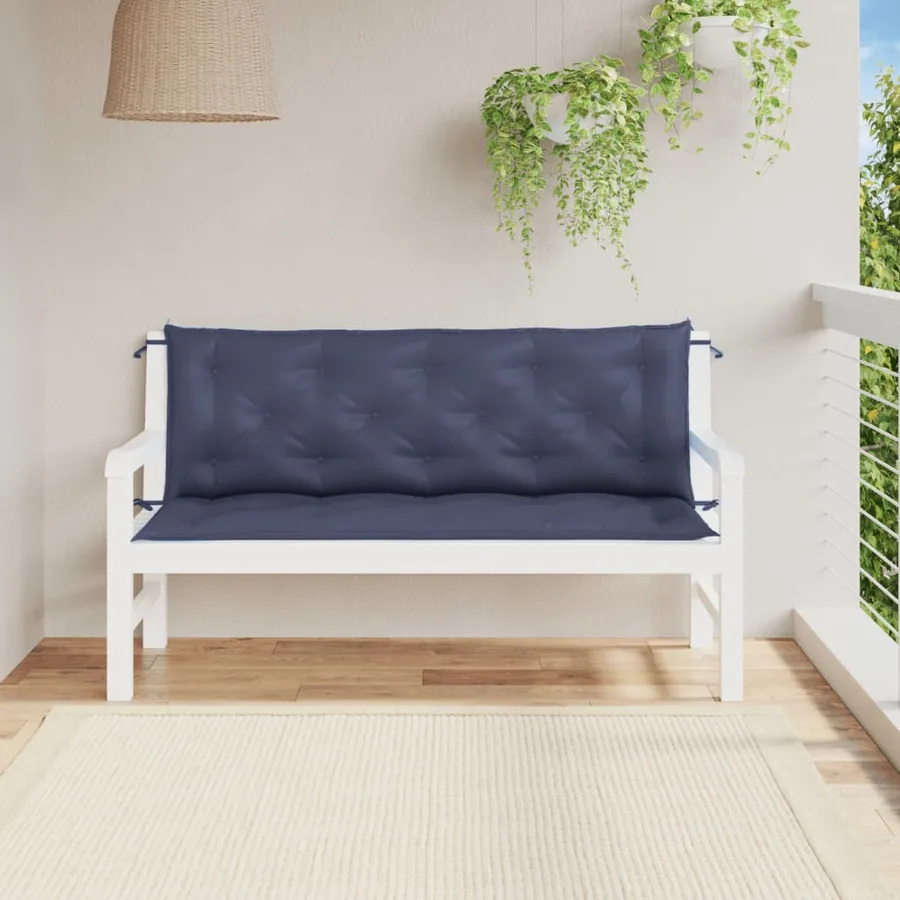 Coussins de banc de jardin lot de 2 bleu marine 150x50x7 cm