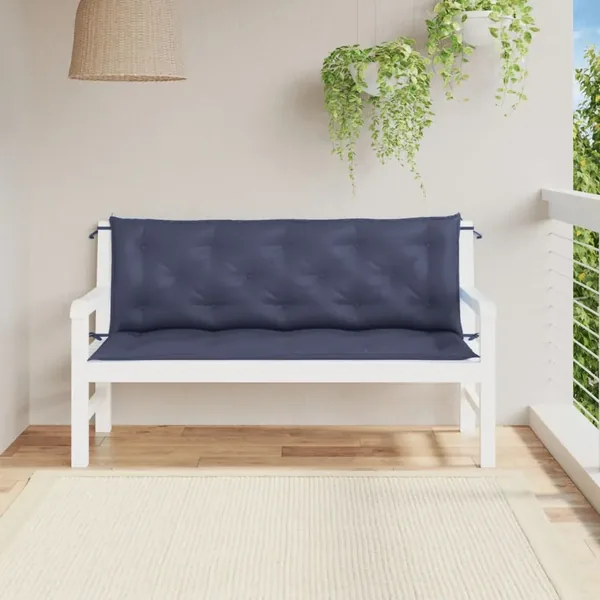 Coussins de banc de jardin lot de 2 bleu marine 150x50x7 cm