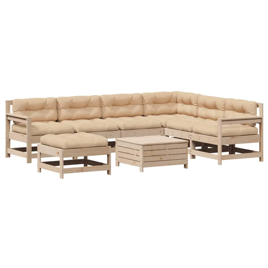 Salon de jardin 8 pcs avec coussins Bois de pin massif - 2