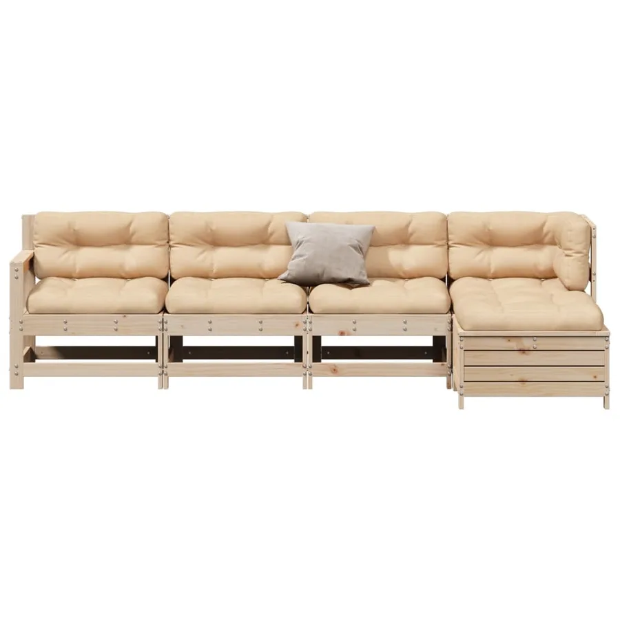 Salon de jardin 5 pcs avec coussins Bois de pin massif - 3