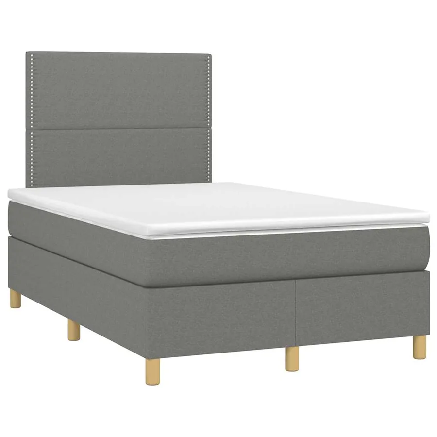 Sommier à lattes de lit matelas LED gris foncé 120x190 cm tissu - 3