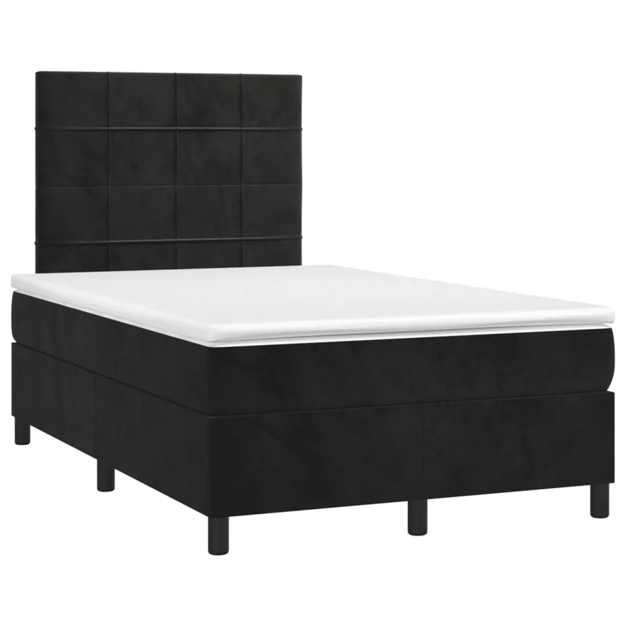 Sommier à lattes de lit et matelas LED noir 120x190 cm velours - 3