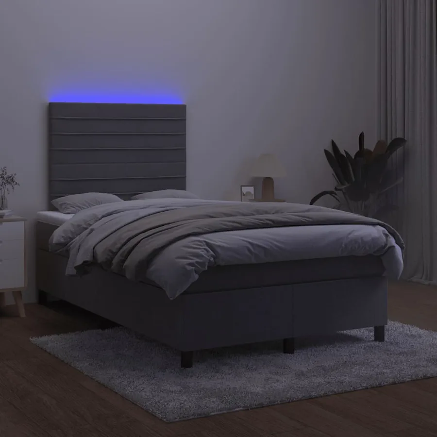 Sommier à lattes de lit avec matelas LED gris foncé 120x190 cm - 4