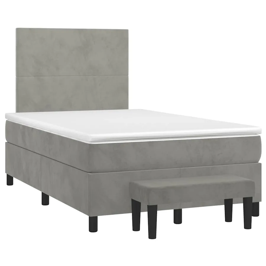 Sommier à lattes de lit et matelas gris clair 120x190cm velours - 2