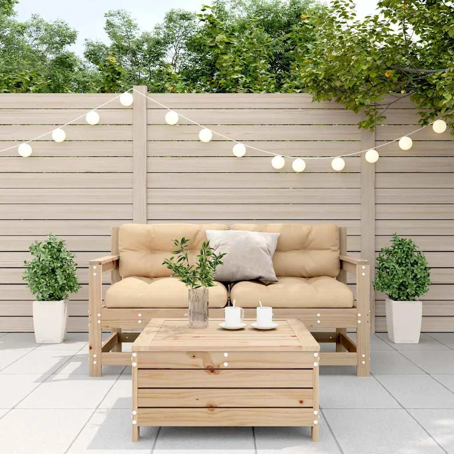 Salon de jardin 3 pcs avec coussins Bois de pin massif - 3