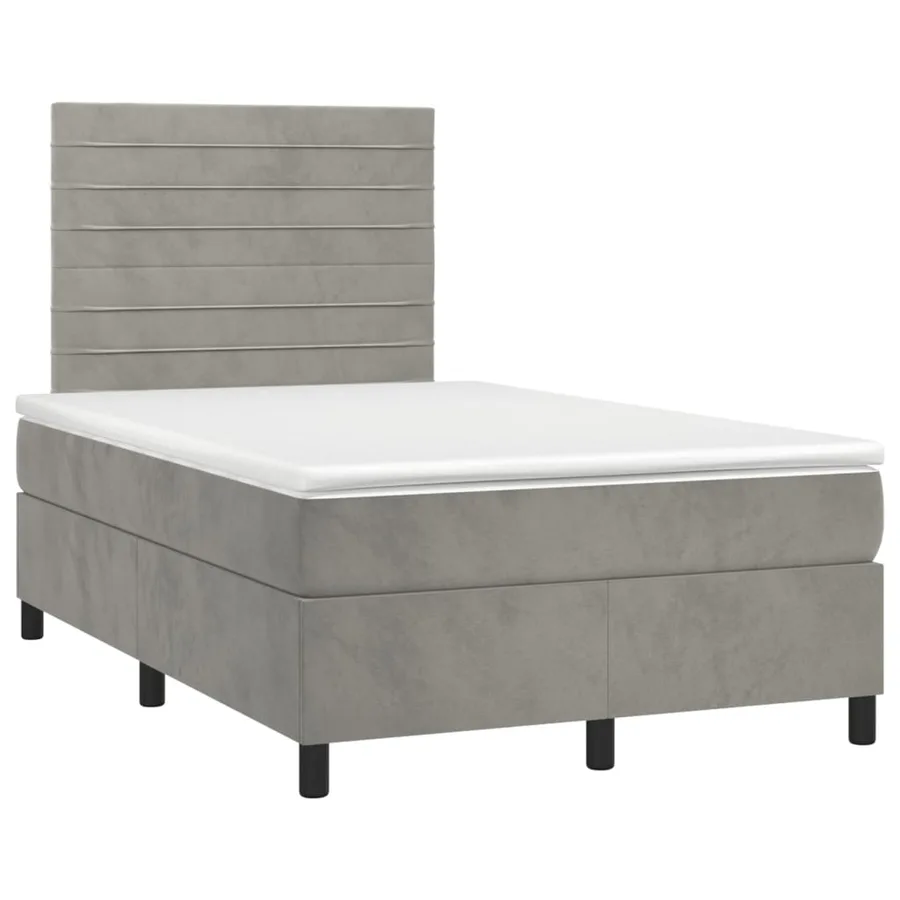 Sommier à lattes de lit et matelas gris clair 120x190cm velours - 2
