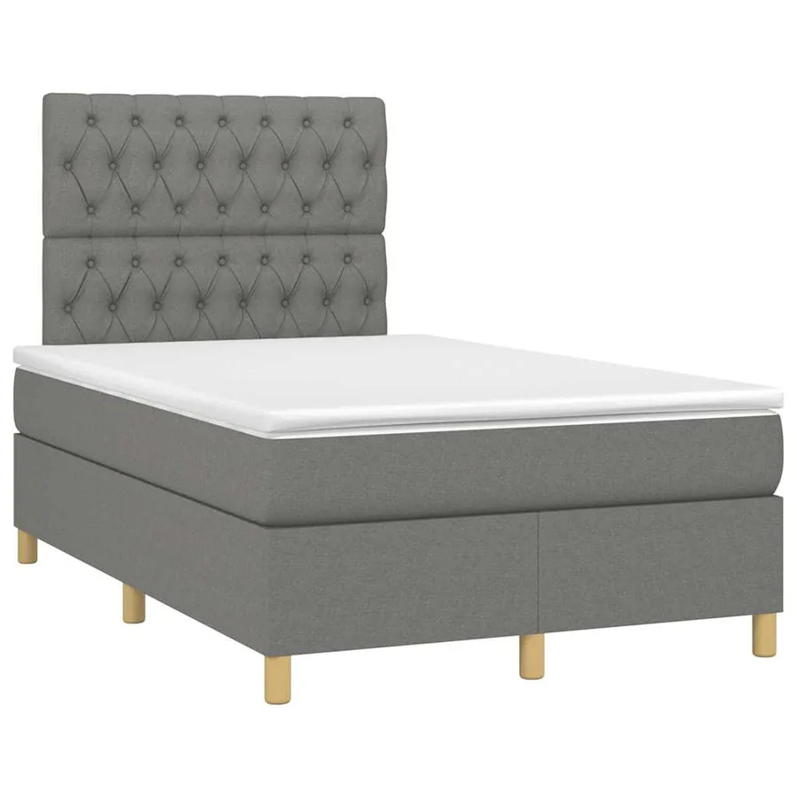 Sommier à lattes de lit matelas LED gris foncé 120x190 cm tissu - 3