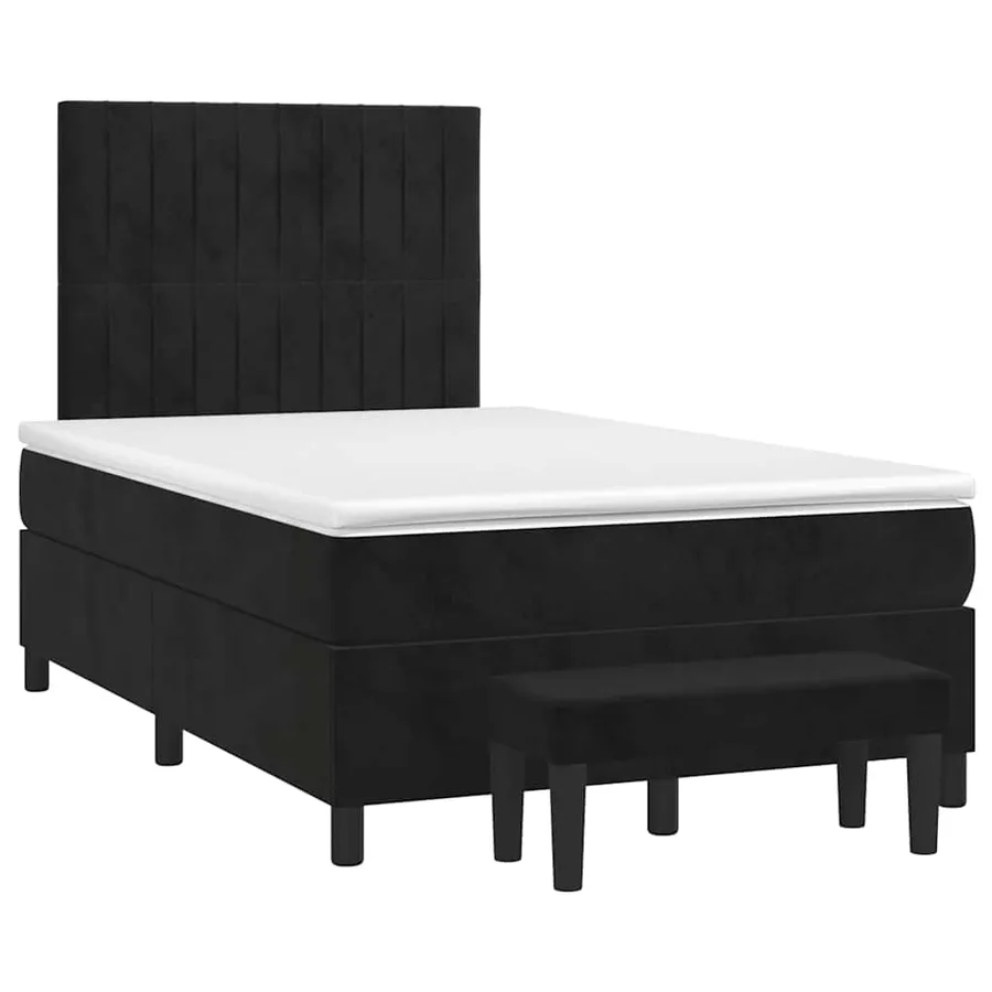 Sommier à lattes de lit avec matelas noir 120x190 cm velours - 2