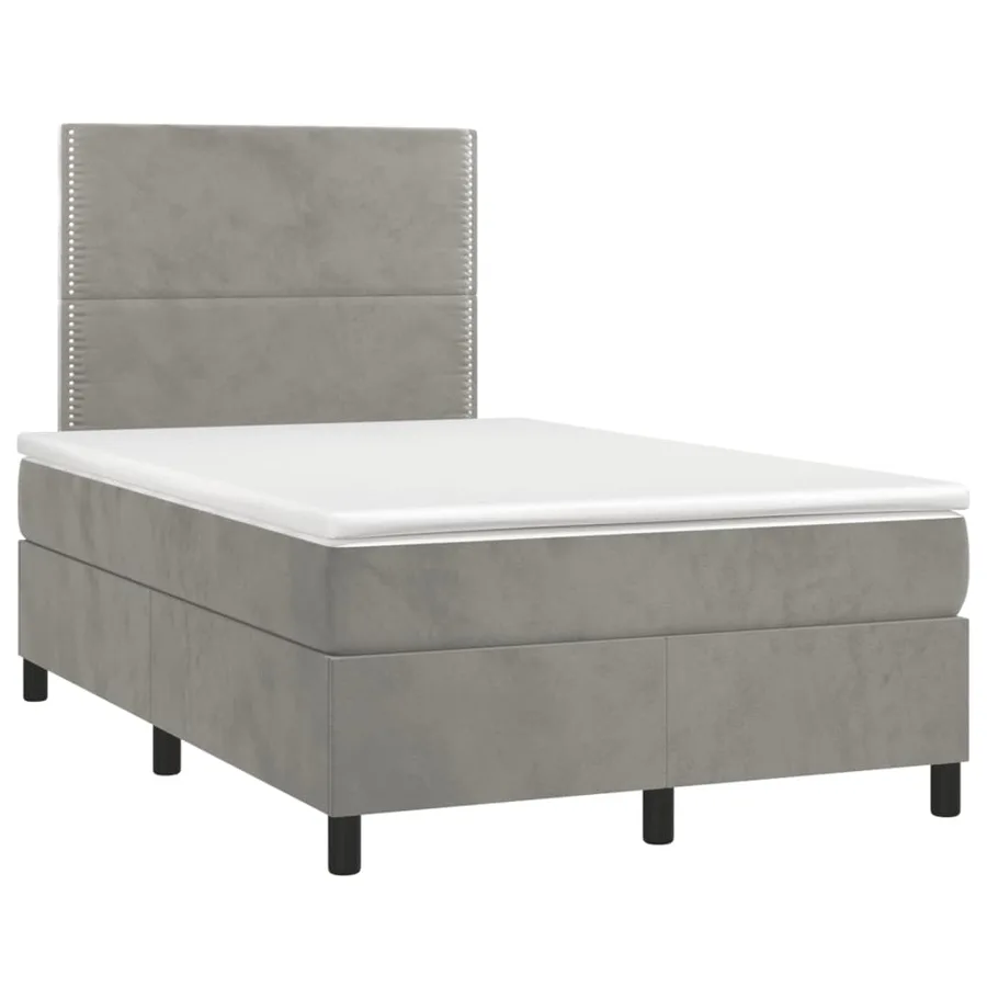 Sommier à lattes de lit avec matelas LED gris clair 120x190 cm - 3