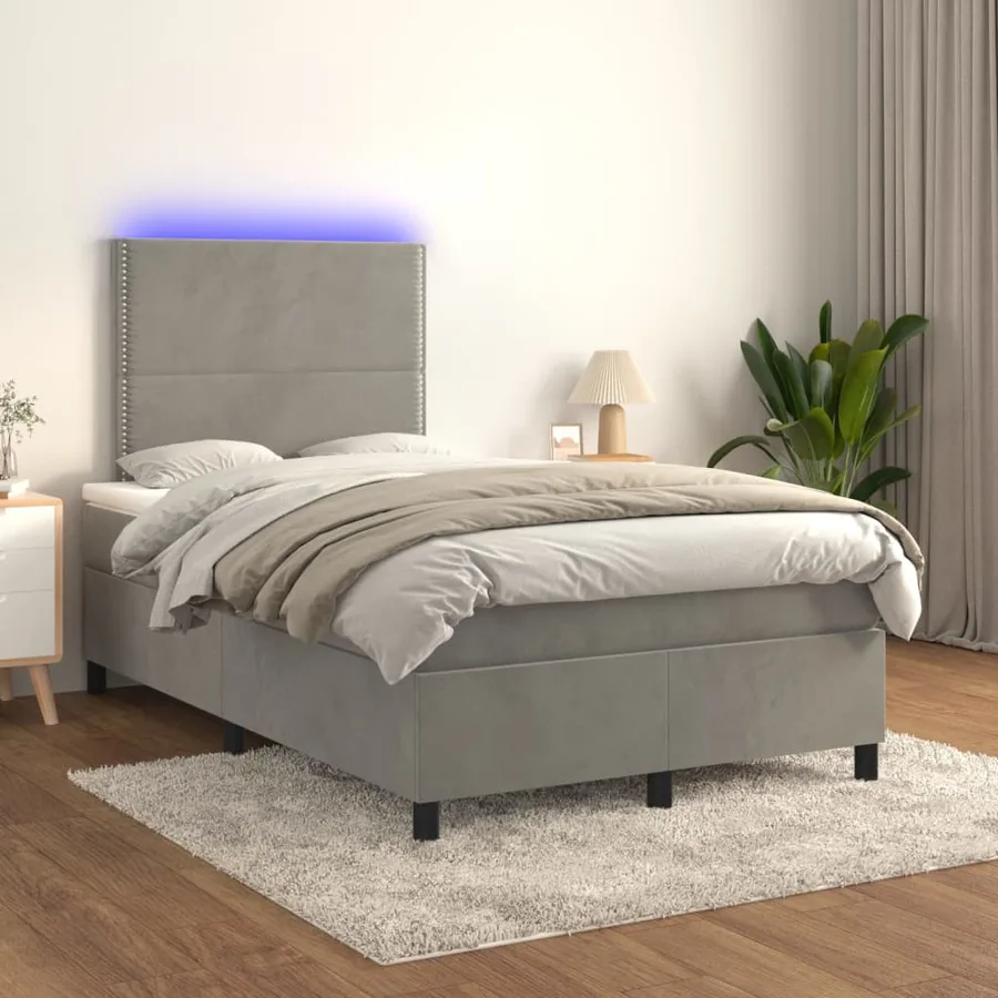 Sommier à lattes de lit avec matelas LED gris clair 120x190 cm - 5