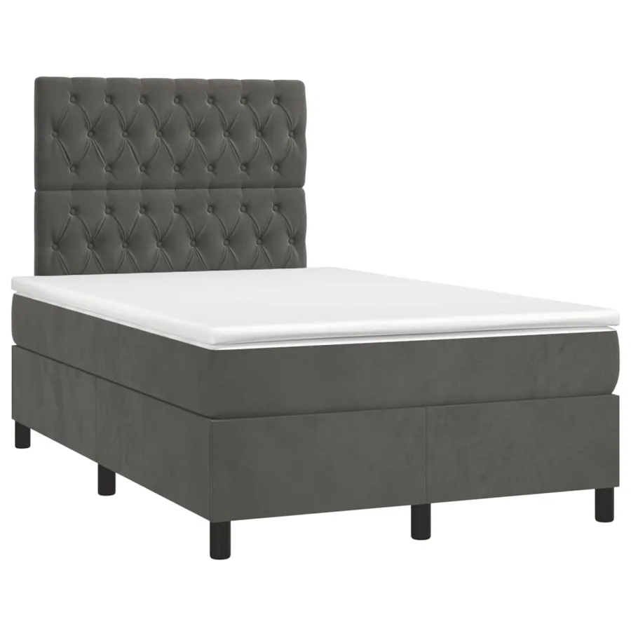 Sommier à lattes de lit avec matelas LED gris foncé 120x190 cm - 3