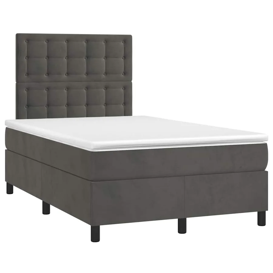 Sommier à lattes de lit et matelas gris foncé 120x190cm velours - 2