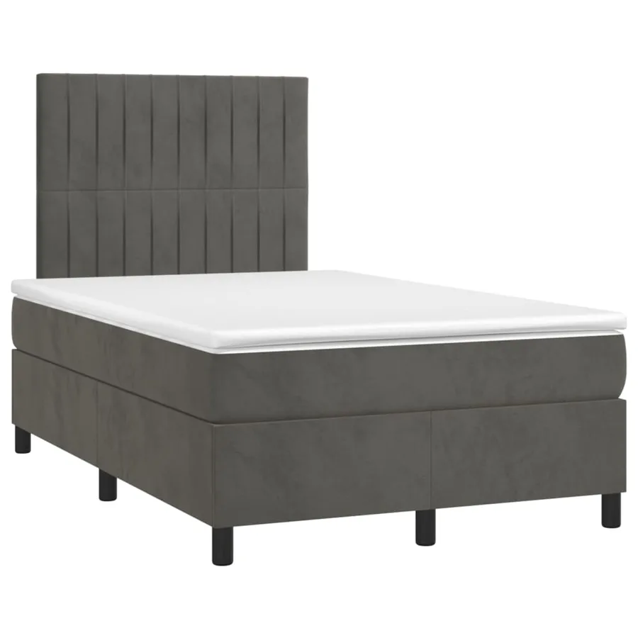 Sommier à lattes de lit et matelas gris foncé 120x190cm velours - 2