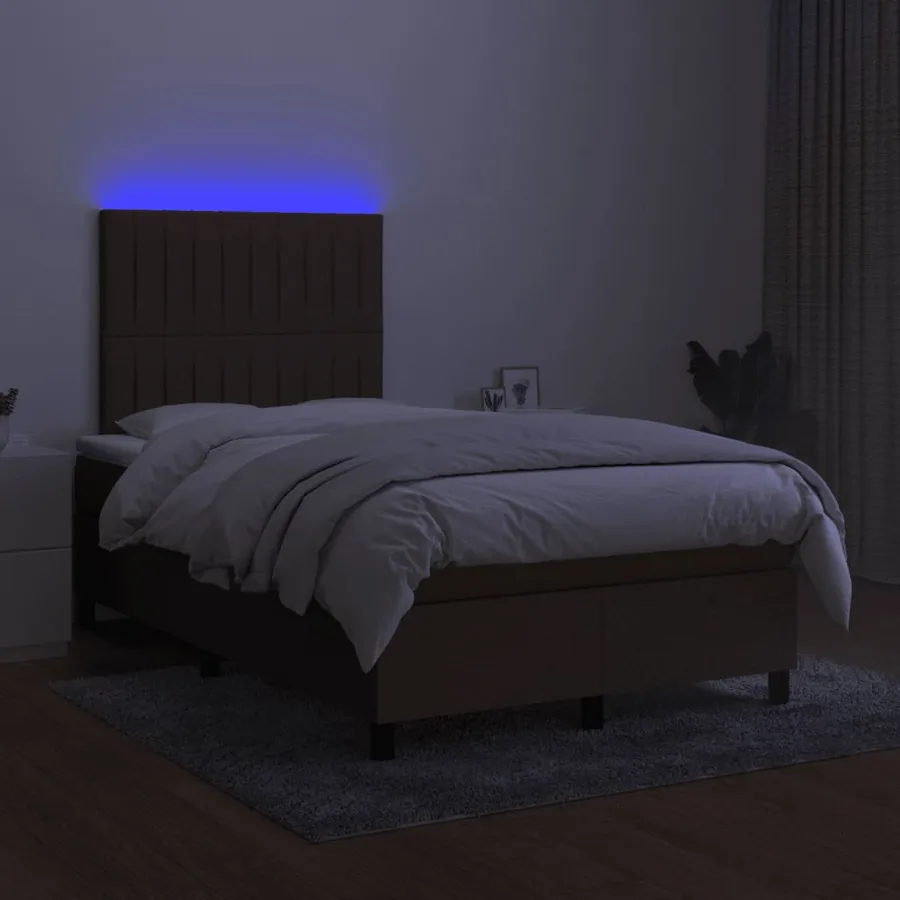 Sommier à lattes de lit matelas et LED marron foncé 120x190 cm - 4