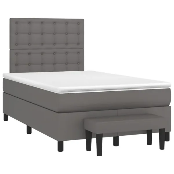 Sommier à lattes de lit avec matelas gris 120x190 cm similicuir