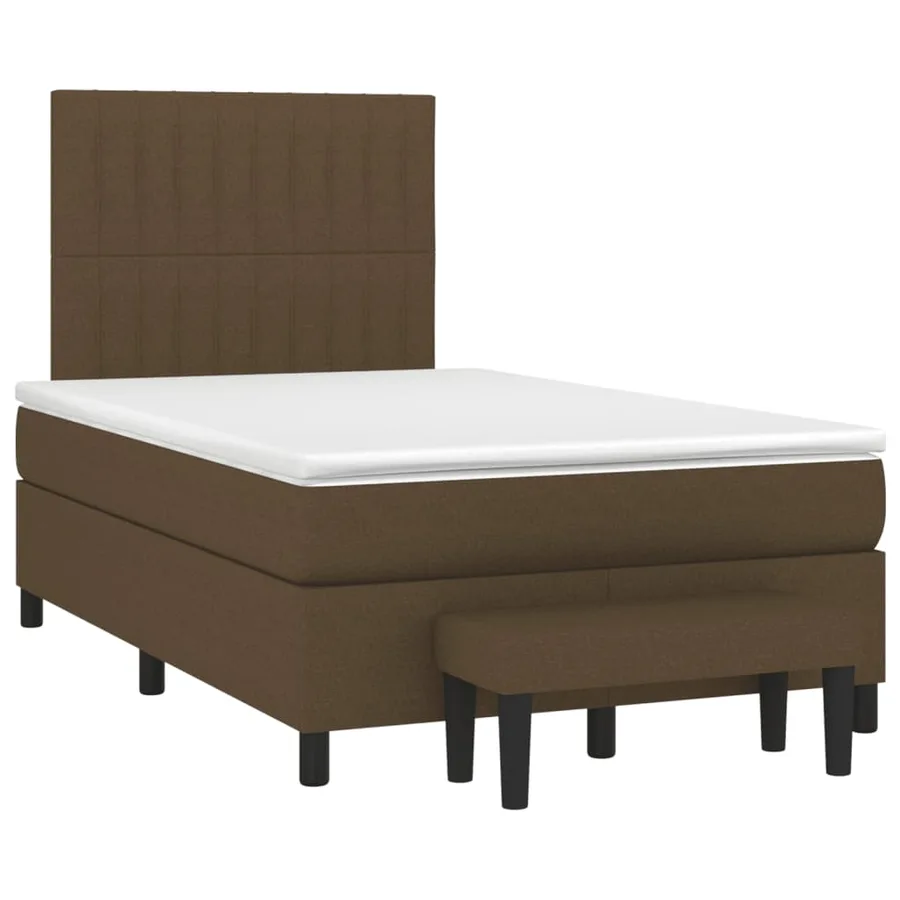 Sommier à lattes de lit et matelas marron foncé 120x190cm tissu - 2