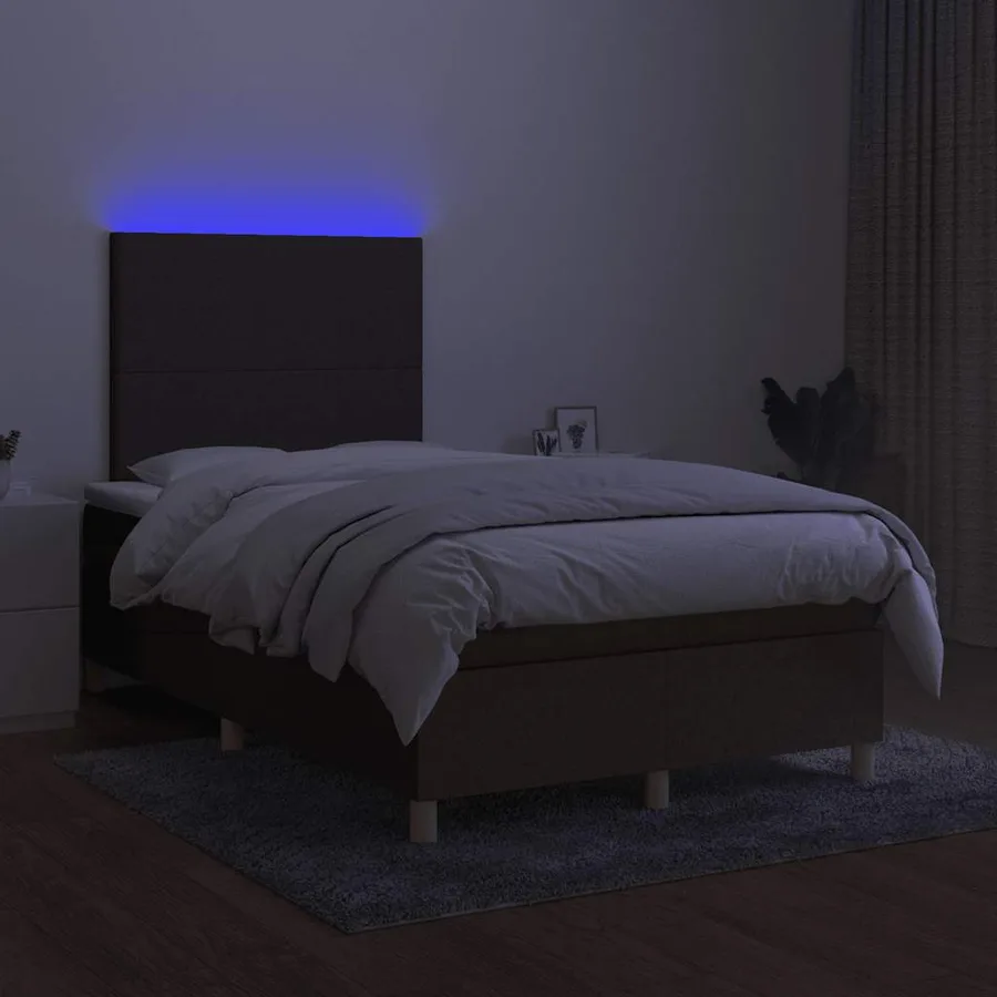 Sommier à lattes de lit matelas et LED marron foncé 120x190 cm - 4