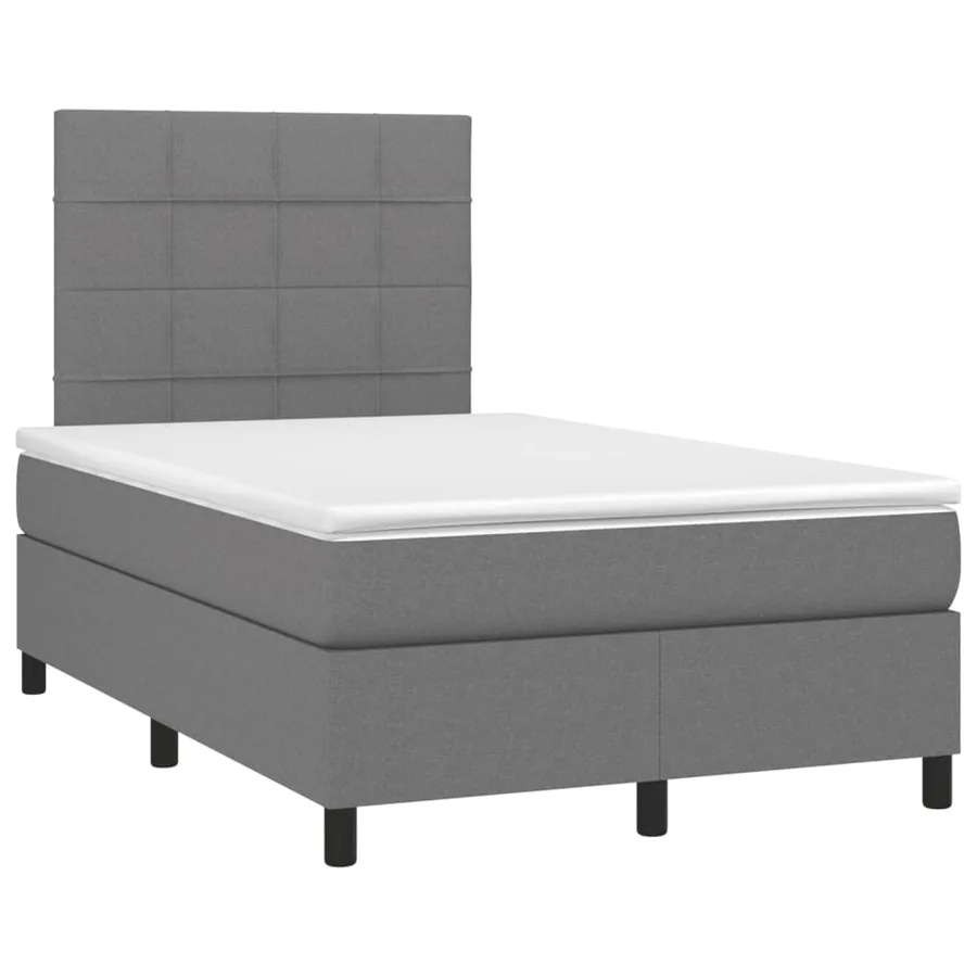 Sommier à lattes de lit avec matelas gris foncé 120x190cm tissu - 2