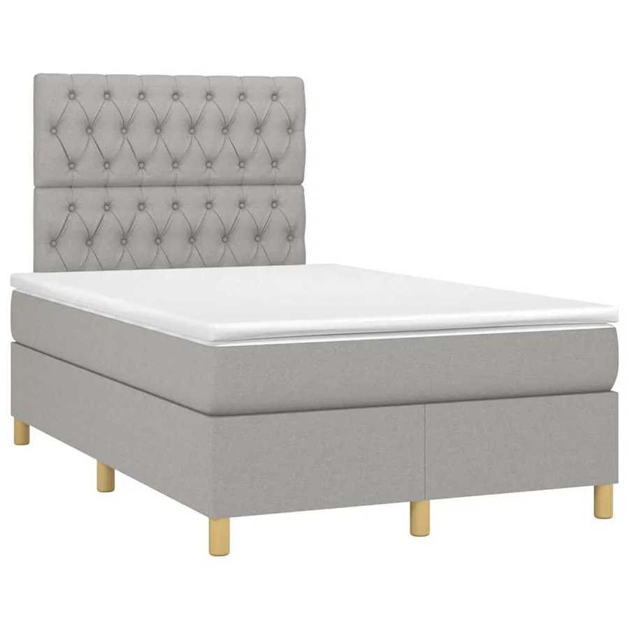 Sommier à lattes de lit et matelas gris clair 120x190 cm tissu - 2