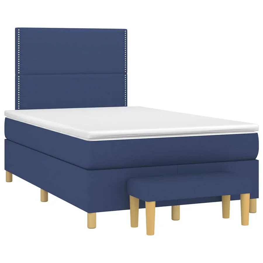 Sommier à lattes de lit avec matelas bleu 120x190 cm tissu - 2