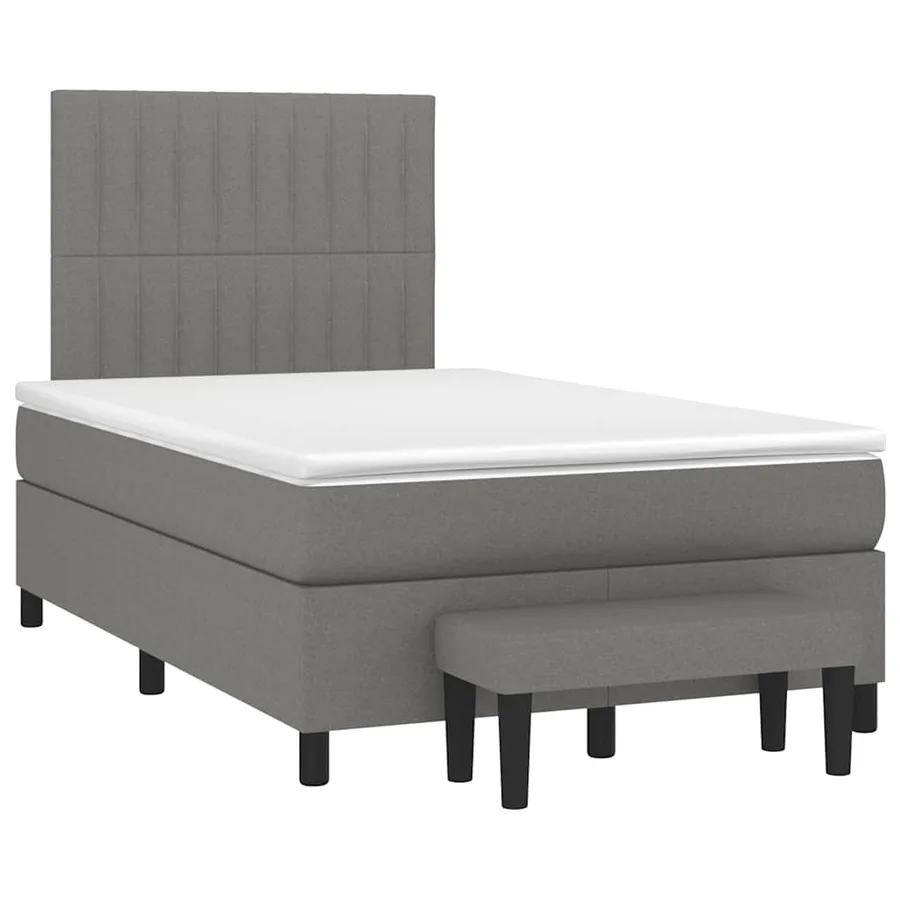 Sommier à lattes de lit avec matelas gris foncé 120x190cm tissu - 2