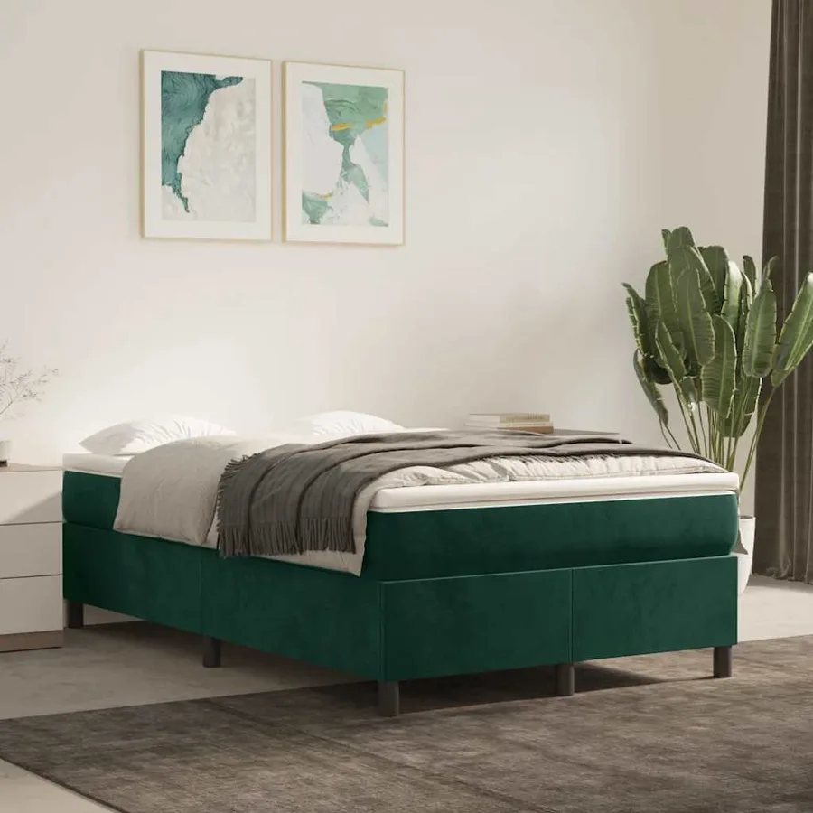 Sommier à lattes de lit avec matelas vert foncé 120x190 cm - 3