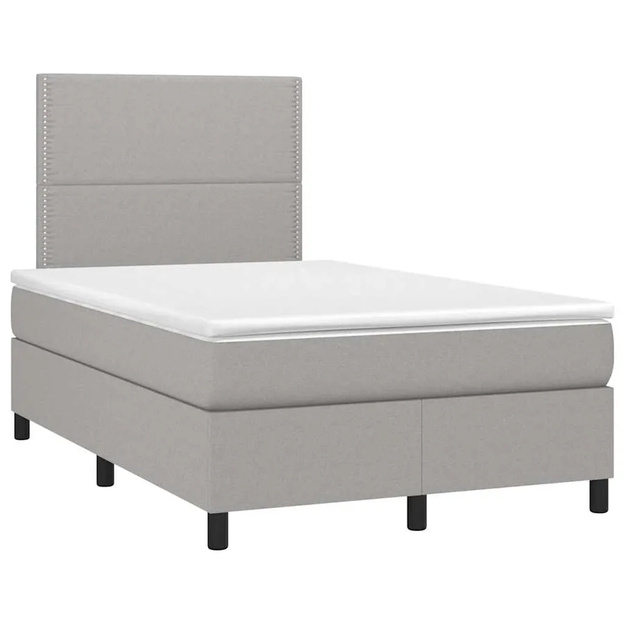 Sommier à lattes de lit matelas LED gris clair 120x190 cm tissu - 3